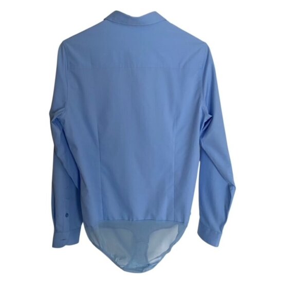 Tapata Blue Button Up Bodysuit Top Medium - Picture 3 of 4